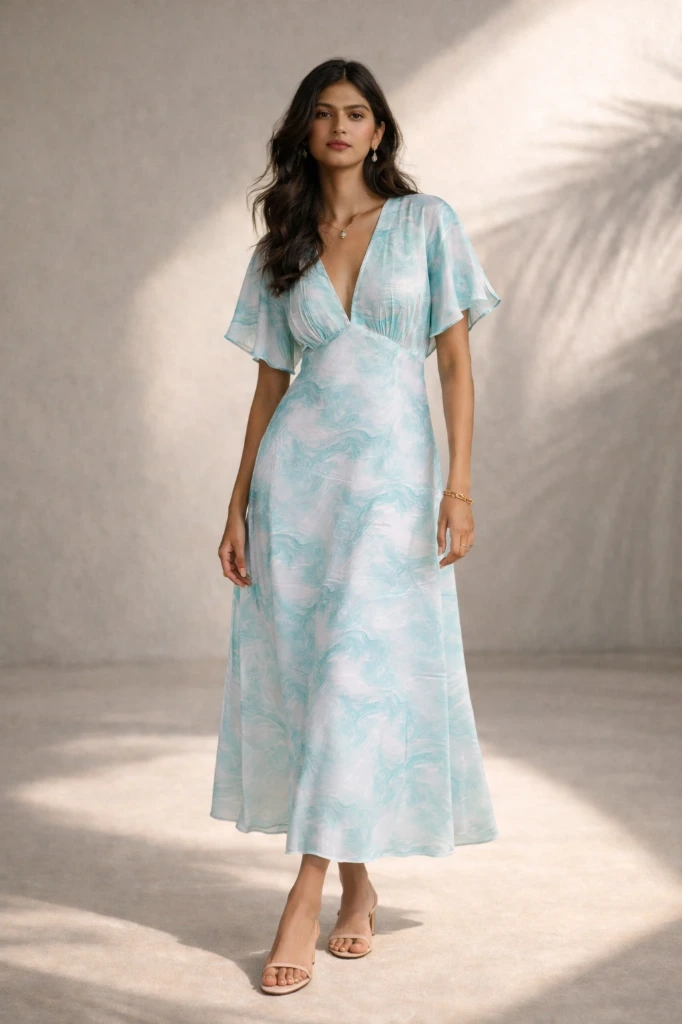 Celestial Sage Marble Dress