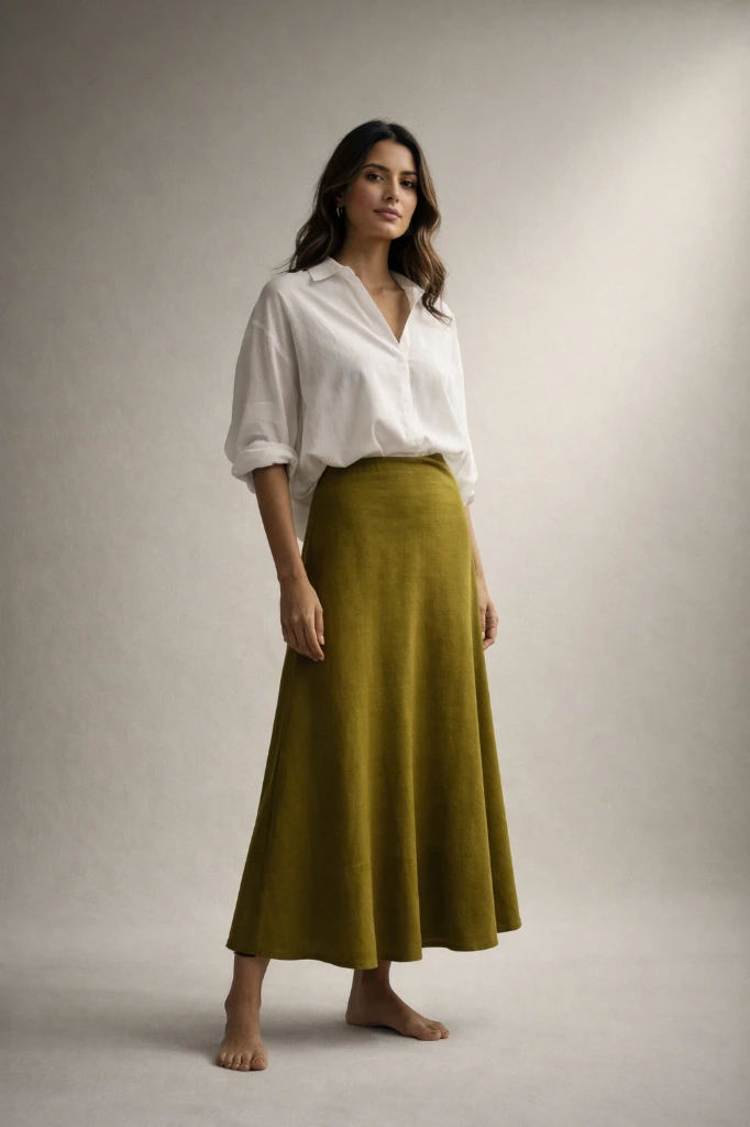 Olive Whisper Maxi Skirt