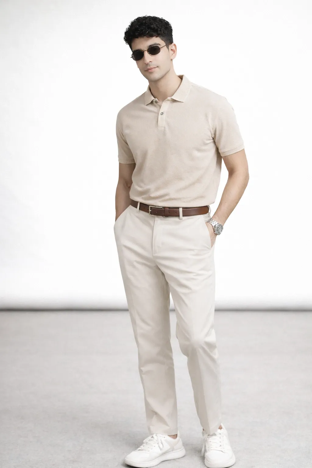Beige Jaquard Polo